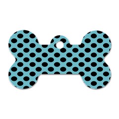 Polka Dot Blue Black Dog Tag Bone (two Sides) by Mariart