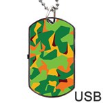 Initial Camouflage Green Orange Yellow Dog Tag USB Flash (One Side) Front