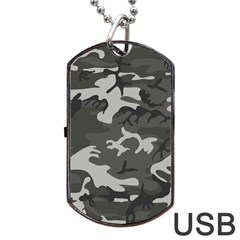 Initial Camouflage Grey Dog Tag Usb Flash (two Sides) by Mariart