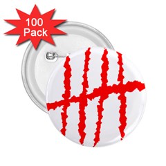 Scratches Claw Red White H 2 25  Buttons (100 Pack) 