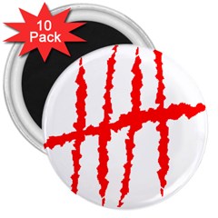 Scratches Claw Red White H 3  Magnets (10 Pack)  by Mariart