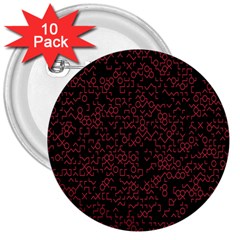 Random Red Black 3  Buttons (10 Pack) 