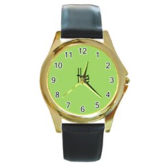 Sign Green The Round Gold Metal Watch by Mariart