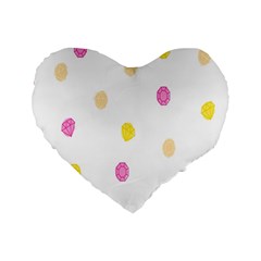 Stone Diamond Yellow Pink Brown Standard 16  Premium Heart Shape Cushions by Mariart