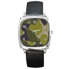 Unifom Camuflage Green Frey Purple Falg Square Metal Watch by Mariart