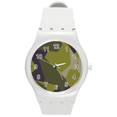 Unifom Camuflage Green Frey Purple Falg Round Plastic Sport Watch (m) by Mariart