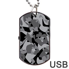 Urban Initial Camouflage Grey Black Dog Tag Usb Flash (one Side) by Mariart