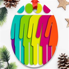 Trans Gender Purple Green Blue Yellow Red Orange Color Rainbow Sign Oval Ornament (two Sides)