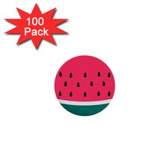 Watermelon Red Green White Black Fruit 1  Mini Buttons (100 Pack)  by Mariart