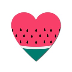 Watermelon Red Green White Black Fruit Heart Magnet by Mariart