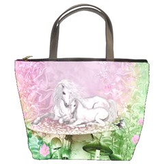 Wonderful Unicorn With Foal On A Mushroom Bucket Bags by FantasyWorld7