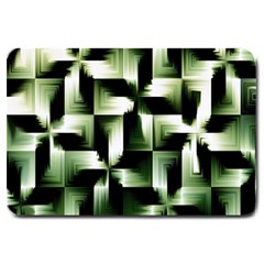 Green Black And White Abstract Background Of Squares Large Doormat  by Simbadda