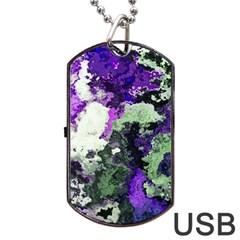 Background Abstract With Green And Purple Hues Dog Tag Usb Flash (one Side) by Simbadda