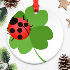 Insect Flower Floral Animals Green Red Ornament (round) by Mariart