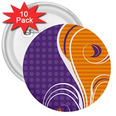 Leaf Polka Dot Purple Orange 3  Buttons (10 Pack) 