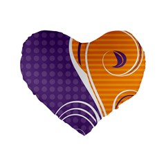 Leaf Polka Dot Purple Orange Standard 16  Premium Heart Shape Cushions by Mariart