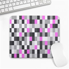 Pink Grey Black Plaid Original Large Mousepads by Mariart