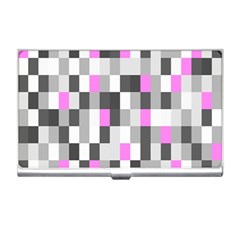 Pink Grey Black Plaid Original Business Card Holders by Mariart