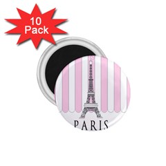 Pink Paris Eiffel Tower Stripes France 1 75  Magnets (10 Pack)  by Mariart