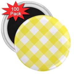 Plaid Chevron Yellow White Wave 3  Magnets (100 Pack)