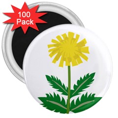 Sunflower Floral Flower Yellow Green 3  Magnets (100 Pack) by Mariart