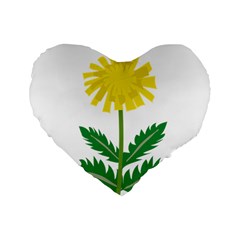 Sunflower Floral Flower Yellow Green Standard 16  Premium Flano Heart Shape Cushions by Mariart