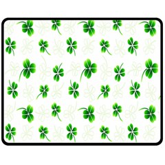 Leaf Green White Fleece Blanket (medium)  by Mariart