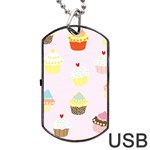 Seamless Cupcakes Wallpaper Pattern Background Dog Tag USB Flash (One Side) Front