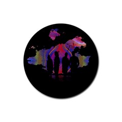 Abstract Surreal Sunset Rubber Coaster (round)  by Nexatart