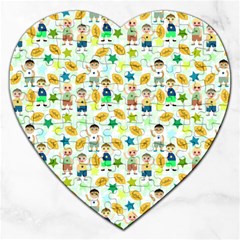 Football Kids Children Pattern Jigsaw Puzzle (heart) by Nexatart