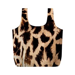 Yellow And Brown Spots On Giraffe Skin Texture Full Print Recycle Bags (m)  by Nexatart