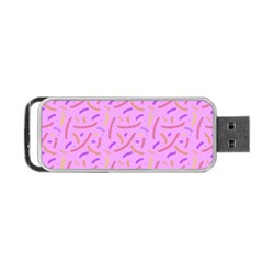 Confetti Background Pattern Pink Purple Yellow On Pink Background Portable Usb Flash (one Side) by Nexatart