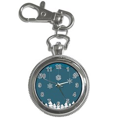 Blue Snowflakes Christmas Trees Key Chain Watches by Mariart