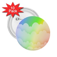 Cloud Blue Sky Rainbow Pink Yellow Green Red White Wave 2 25  Buttons (10 Pack) 