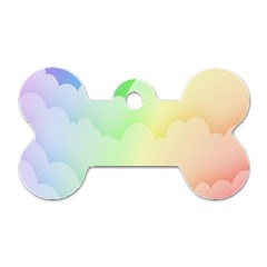 Cloud Blue Sky Rainbow Pink Yellow Green Red White Wave Dog Tag Bone (one Side) by Mariart