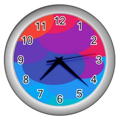 Circles Colorful Balloon Circle Purple Blue Red Orange Wall Clocks (silver)  by Mariart