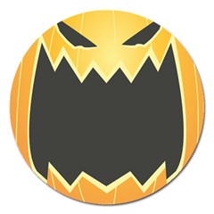 Halloween Pumpkin Orange Mask Face Sinister Eye Black Magnet 5  (round) by Mariart