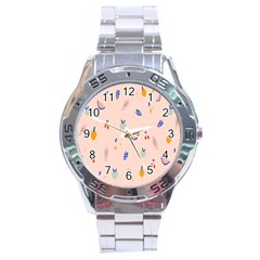 Papaya Apple Cherry Wine Fruit Pink Purple Stainless Steel Analogue Watch by Mariart