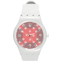 Seed Life Seamless Remix Flower Floral Red White Round Plastic Sport Watch (m) by Mariart