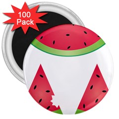 Watermelon Slice Red Green Fruite 3  Magnets (100 Pack)