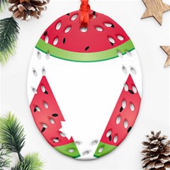 Watermelon Slice Red Green Fruite Oval Filigree Ornament (two Sides) by Mariart