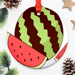 Watermelon Slice Red Green Fruite Circle Ornament (round) by Mariart