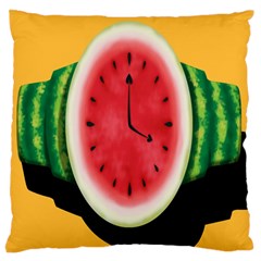 Watermelon Slice Red Orange Green Black Fruite Time Large Flano Cushion Case (two Sides) by Mariart