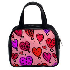 Valentine Wallpaper Whimsical Cartoon Pink Love Heart Wallpaper Design Classic Handbags (2 Sides) by Nexatart