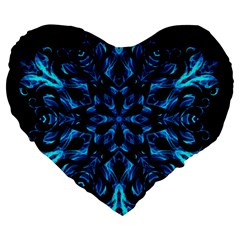 Blue Snowflake Large 19  Premium Heart Shape Cushions by Nexatart