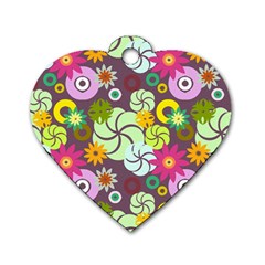 Floral Seamless Pattern Vector Dog Tag Heart (two Sides) by Nexatart