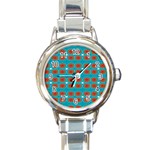 Floral Seamless Pattern Vector Round Italian Charm Watch Front