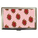 Pink Polka Dot Background With Red Roses Cigarette Money Cases Front