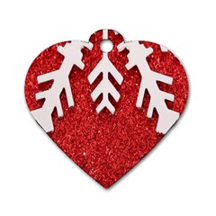 Macro Photo Of Snowflake On Red Glittery Paper Dog Tag Heart (two Sides) by Nexatart