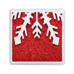 Macro Photo Of Snowflake On Red Glittery Paper Memory Card Reader (square)  by Nexatart